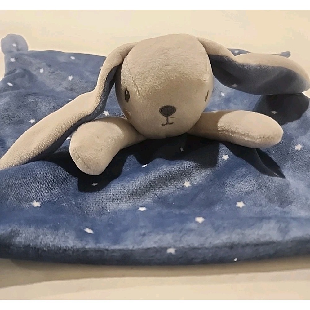 Doudou Lapin Simba‎ Toys Kiabi Blue Stars Lovey Blush Gray Paci Holder